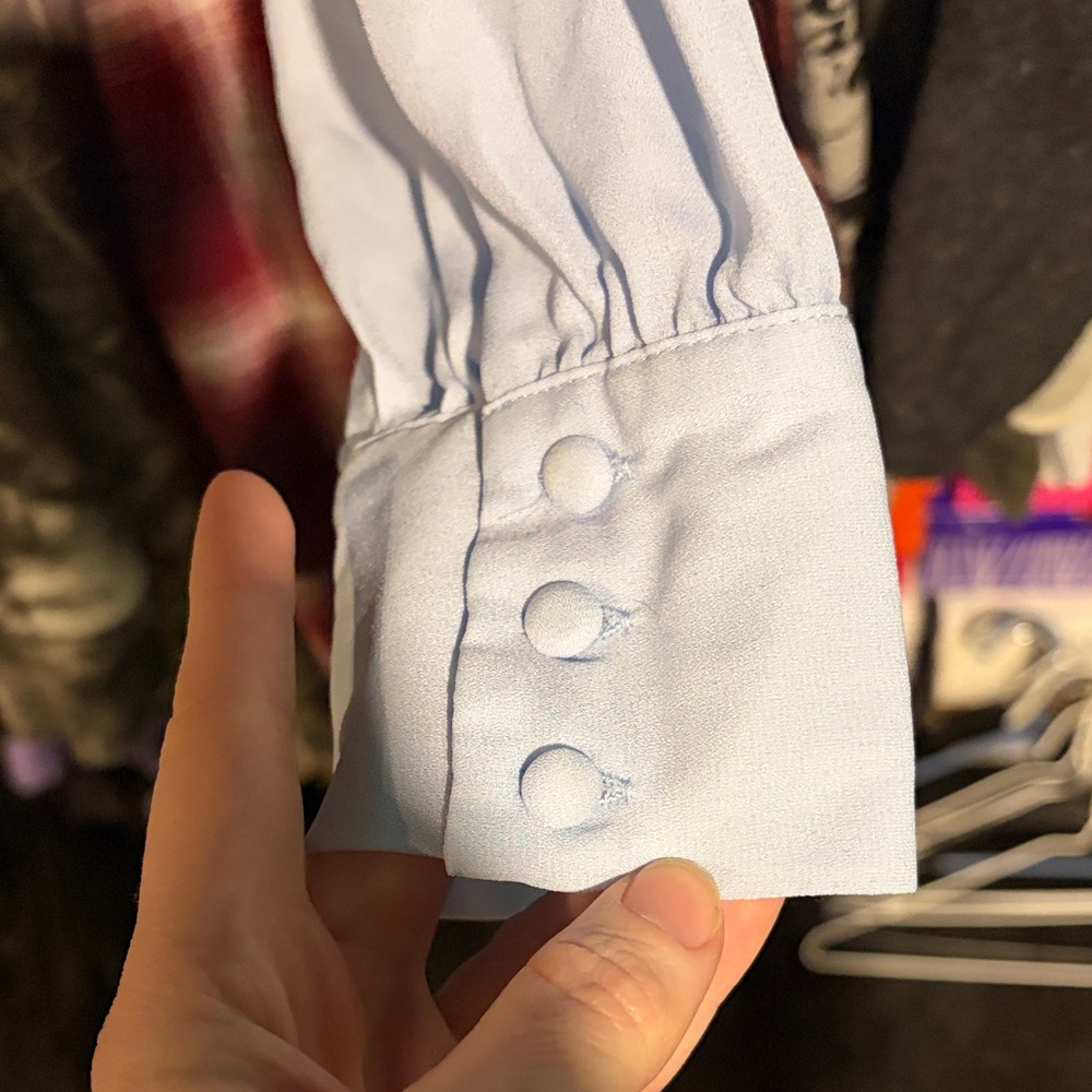 Light Blue Women's Ruched Top - Picture 4 of 8